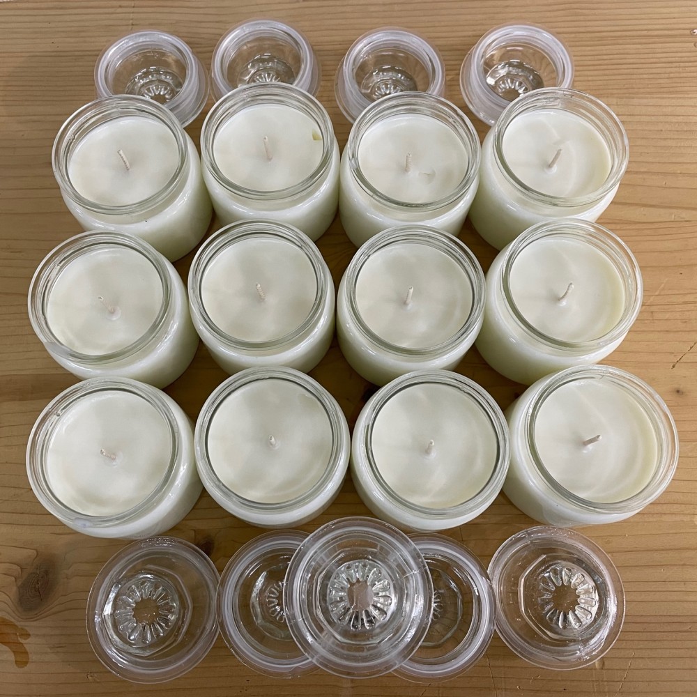HotStar 12pcs Candle NEUTRAL in Pure Natural Soy Wax Glass mm72x92h White Label, 30-35 Hours