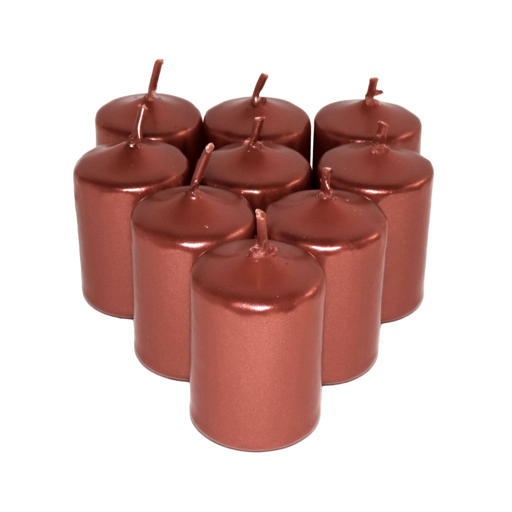 HotStar Unscented Candles Metallic Copper 9Pcs Pillar Duration 6 Hours 35x50 mm