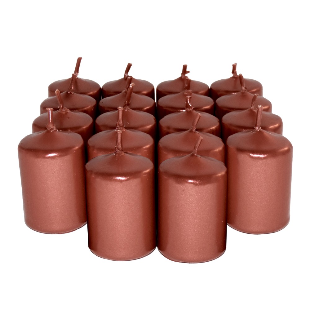 HotStar Unscented Candles Metallic Copper 18 Pcs Pillar Duration 6 Hours 35x50 mm