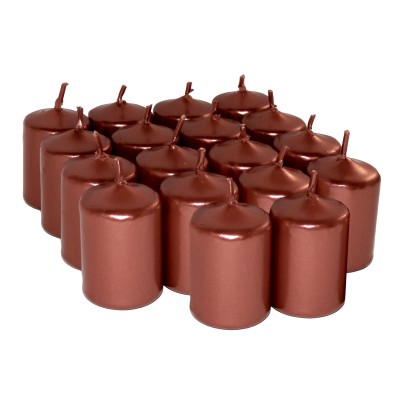 HotStar Unscented Candles Metallic Copper 18 Pcs Pillar Duration 6 Hours 35x50 mm