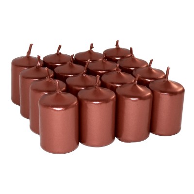 HotStar Unscented Candles Metallic Copper 16 Pcs Pillar Duration 6 Hours 35x50 mm