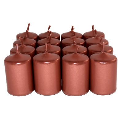 HotStar Unscented Candles Metallic Copper 16 Pcs Pillar Duration 6 Hours 35x50 mm
