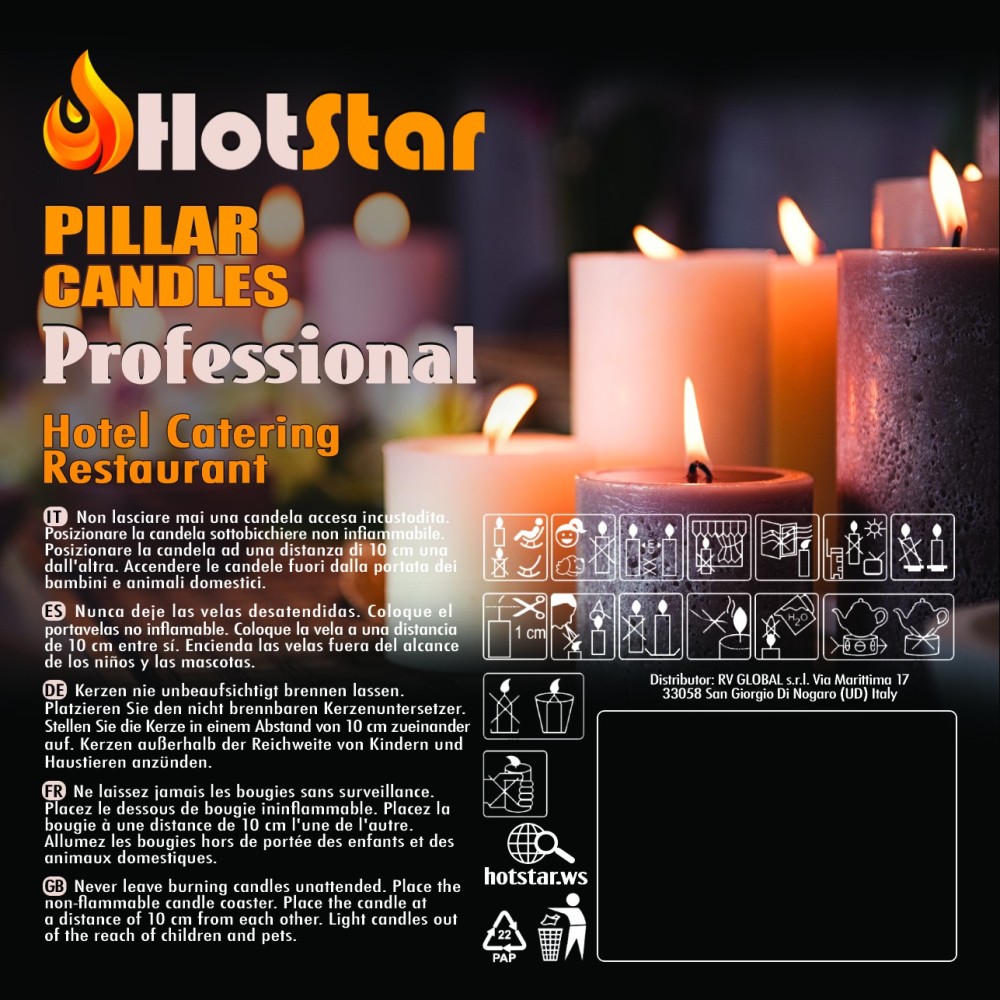 HotStar Unscented Candles Metallic Pearl 9Pcs Pillar Duration 6 Hours 35x50 mm