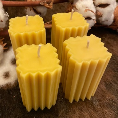 HotStar 4Pcs Candle in Pure Natural Beeswax 44x44x75h mm Made in Italy