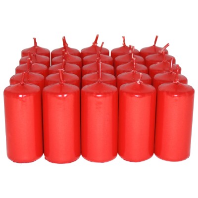 HotStar Candele Non Profumate Rosso Metalizzato 25 Pz Moccoli Durata 7-8 Ore 35x80 mm