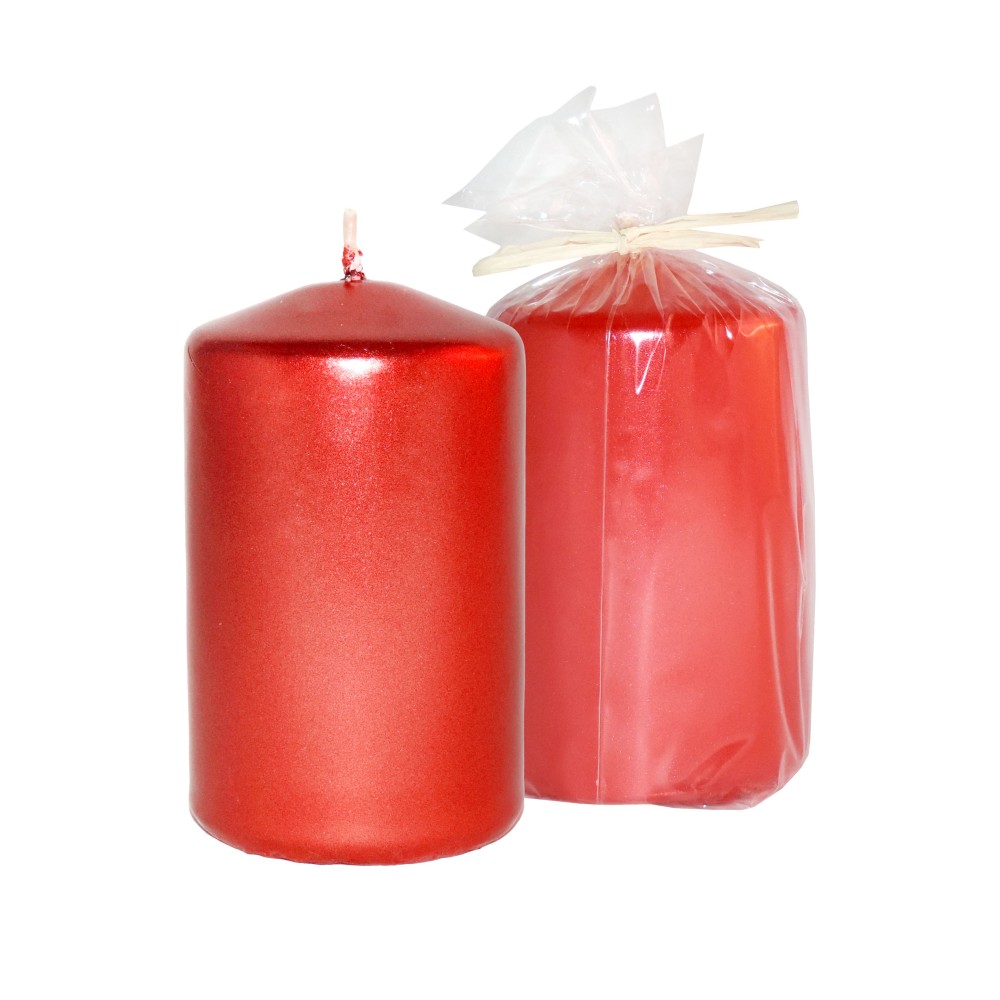HotStar Metallic Red Candles Pillars 12 Pcs Burning 30 Hours 60x100 mm Unscented