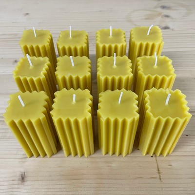 HotStar 12Pcs Candle in Pure Natural Beeswax 44x44x75 mm White Label