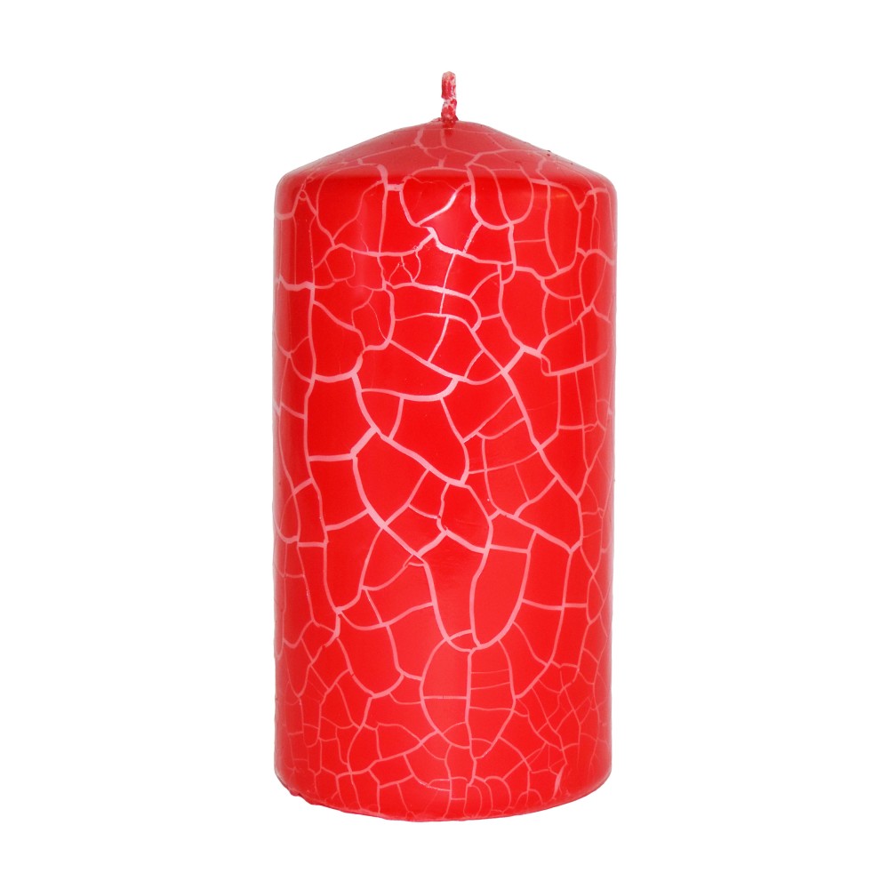 HotStar Crack Metallic Red Candles Pillars 4 Pcs Burning 69 Hours 70x140 mm Unscented