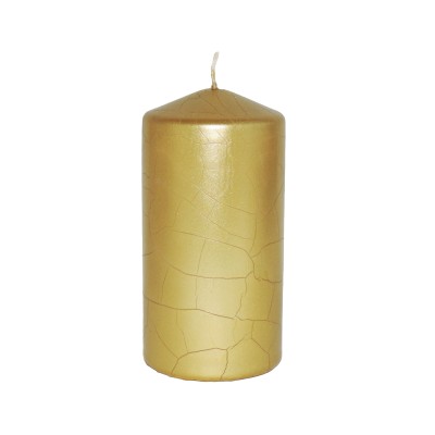 HotStar Crack Metallic Gold Candles Pillars 4 Pcs Burning 69 Hours 70x140 mm Unscented