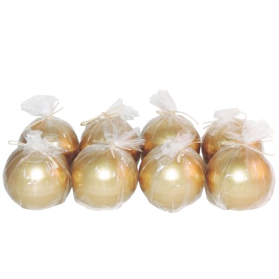HotStar Metallic Gold Candles 8 Pcs Burning 28 Hours d80 mm Unscented