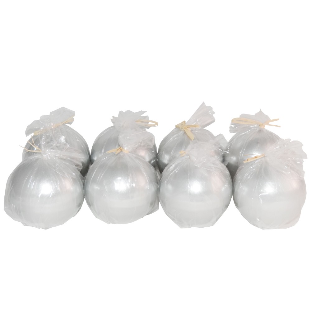HotStar Metallic Silver Candles 8 Pcs Burning 28 Hours d80 mm Unscented