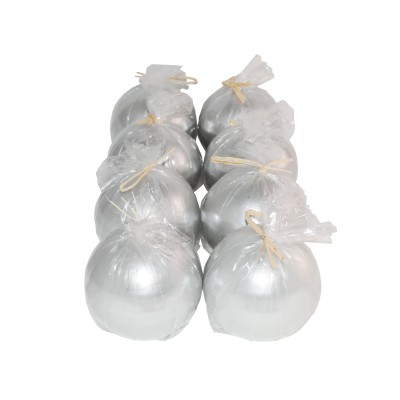 HotStar Metallic Silver Candles 8 Pcs Burning 28 Hours d80 mm Unscented