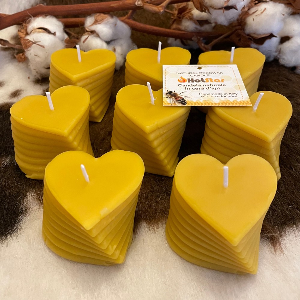 HotStar Set 8Pcs Candele Bee Heart in Pura Cera Naturale d'Api, Made in  Italy. Misure mm. 50x50x44h