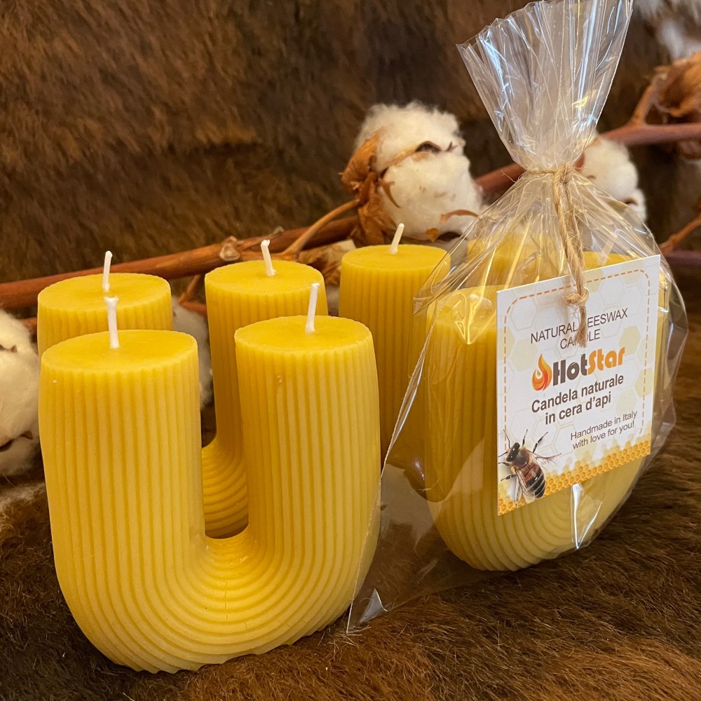 HotStar CactUs Candles 4Pcs in Pure Natural Beeswax, Made in Italy