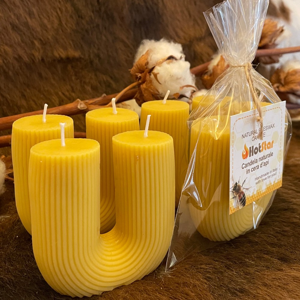HotStar CactUs Candles 4Pcs in Pure Natural Beeswax, Made in Italy