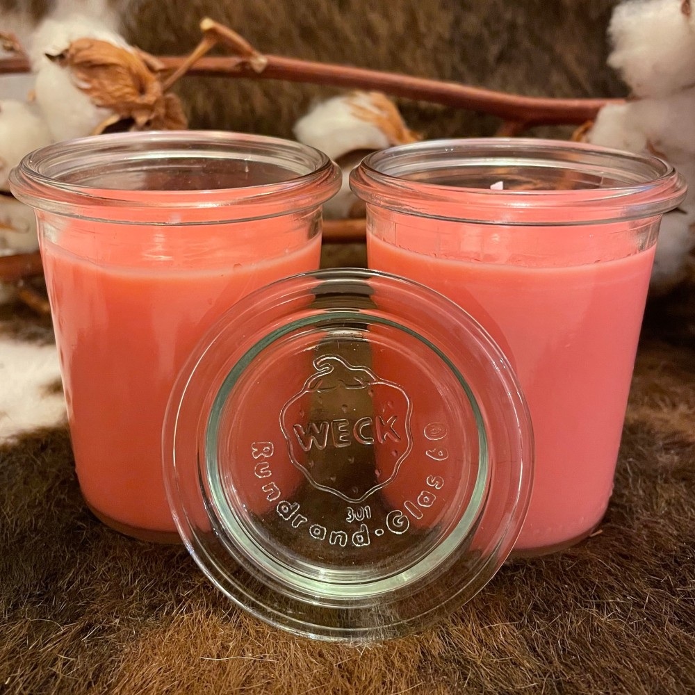 HotStar 2 Pieces | Candles in Pure Soy Wax, 100% Natural | Burning 25 Hours Each | WECK glass | ROSE Scented | Size mm60x80