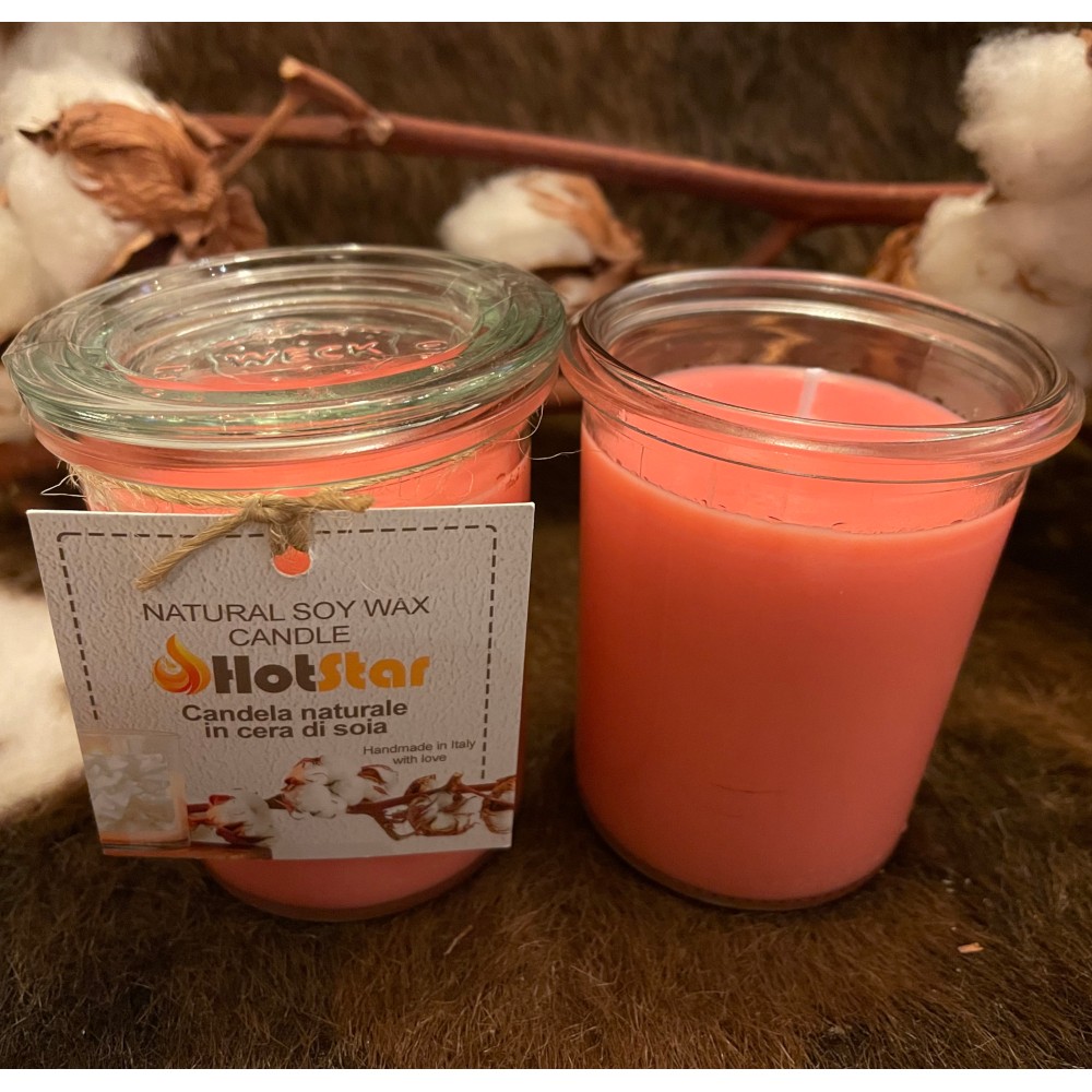 HotStar 2 Pieces | Candles in Pure Soy Wax, 100% Natural | Burning 25 Hours Each | WECK glass | ROSE Scented | Size mm60x80