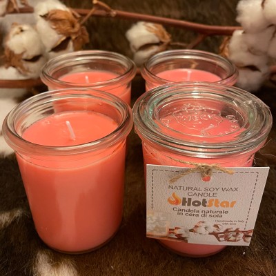 HotStar 4 Pieces | Candles in Pure Soy Wax, 100% Natural | Burning 15-20 Hours Each | WECK glass | ROSE Scented | Size mm60x80