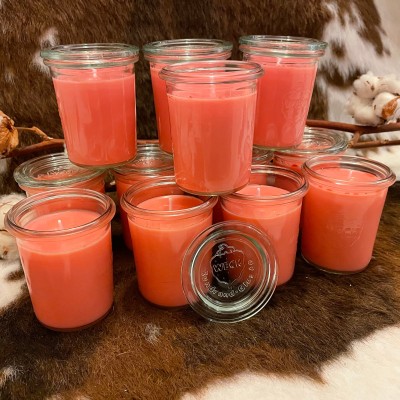 HotStar 12 Pieces | Candles in Pure Soy Wax, 100% Natural | Burning 15-20 Hours Each | WECK glass | ROSE Scented | Size mm60x80