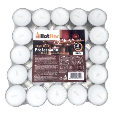 HotStar Professional Tealight Unscented Candles 8h 50Pcs White