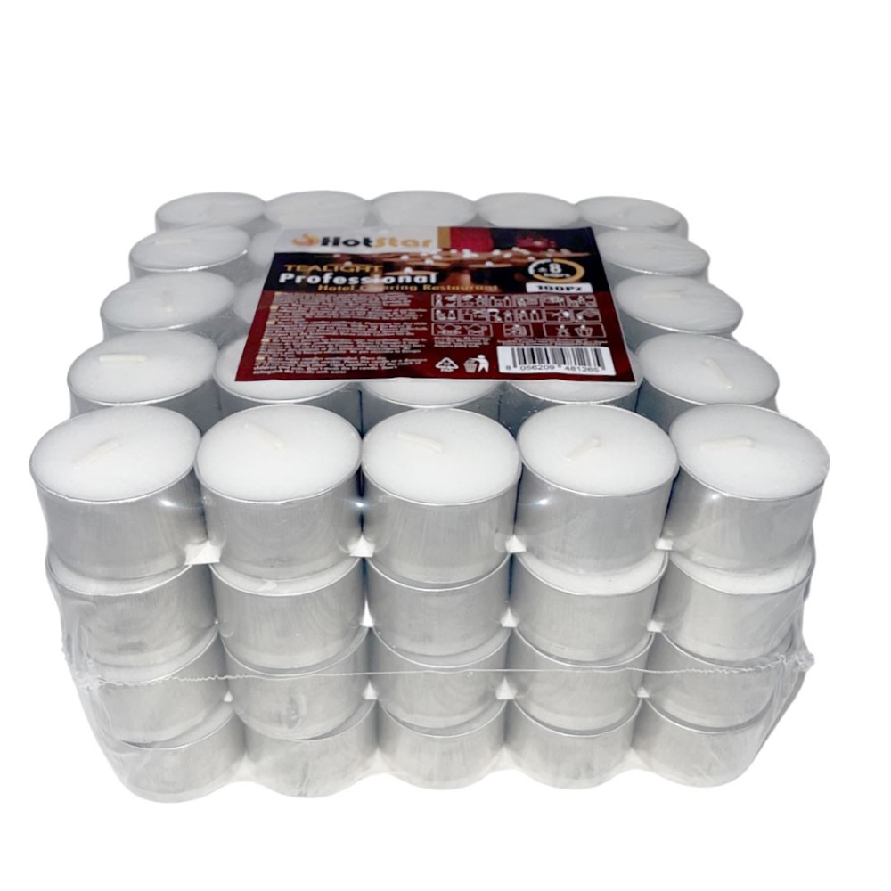 HotStar Professional Tealight Unscented Candles 8h 100Pcs White
