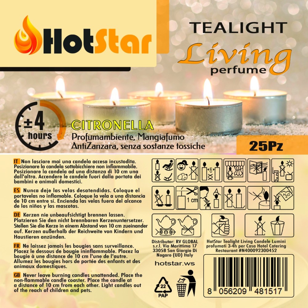 HotStar Living Tealight Citronella Candles 4h 25Pcs