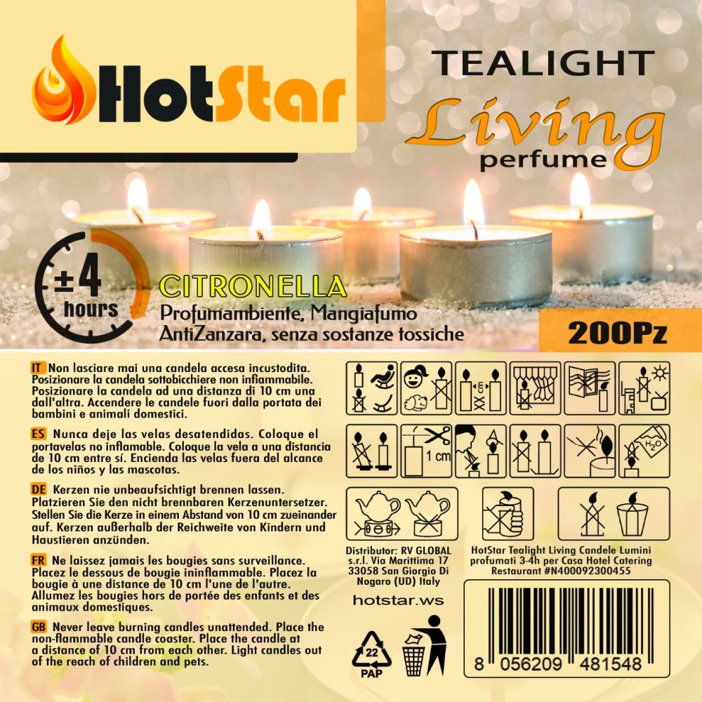 HotStar Living Tealight Citronella Candles 4h 200Pcs