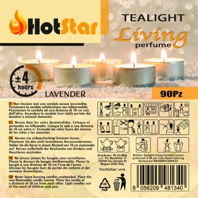 HotStar Living Tealight Candele Lumini Profumati LAVANDA 4h 90Pz