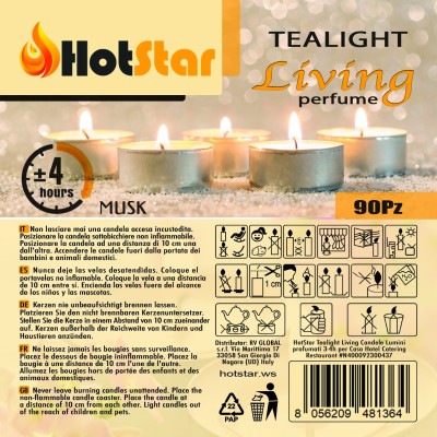 HotStar Living Tealight Candele Lumini Profumati MUSCHIO 4h 90Pz