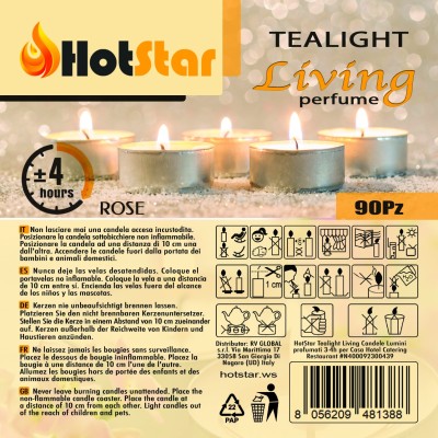 HotStar Living Tealight Scented ROSE Candles 4h 90Pcs