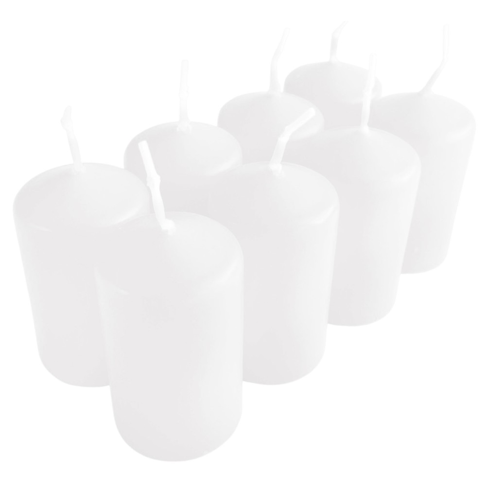 HotStar Pillar Wax Cylindrical Candles Duration 7 Hours d40 h70 mm White Color Set of 8 Pieces