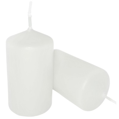 HotStar Pillar Wax Cylindrical Candles Duration 7 Hours d40 h70 mm White Color Set of 8 Pieces