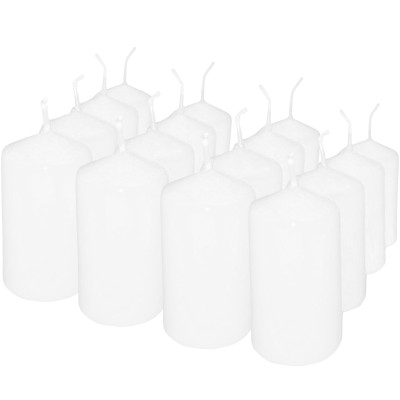 HotStar Pillar Wax Cylindrical Candles Duration 7 Hours d40 h70 mm White Color Set of 16 Pieces
