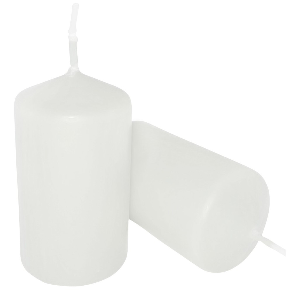 HotStar Pillar Wax Cylindrical Candles Duration 7 Hours d40 h70 mm White Color Set of 16 Pieces