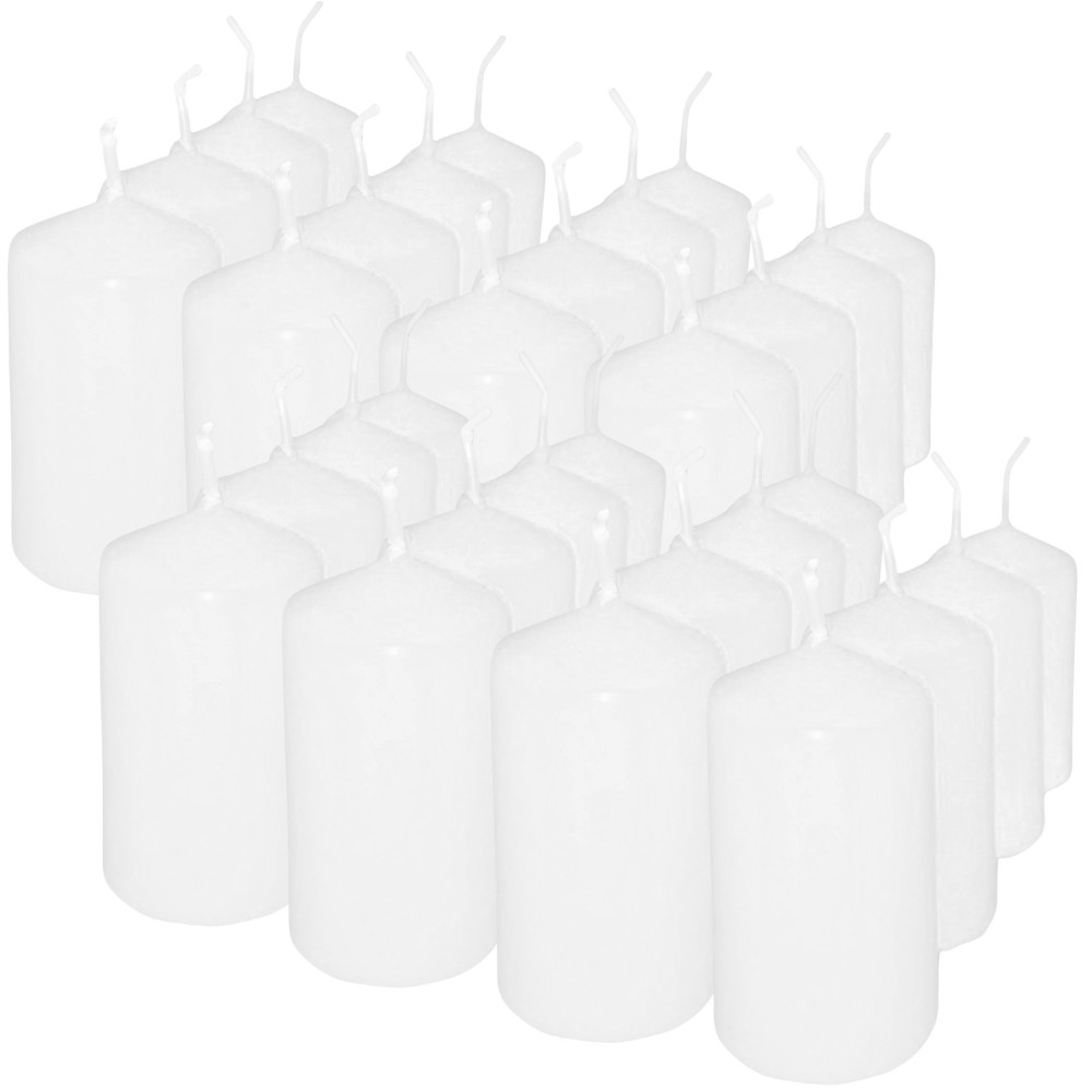 HotStar Pillar Wax Cylindrical Candles Duration 7 Hours d40 h70 mm White Color Set of 32 Pieces