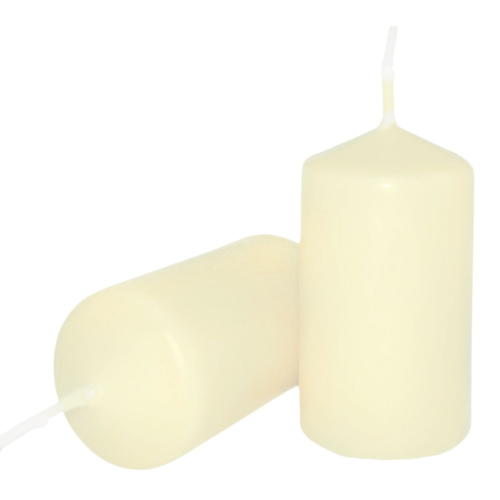 HotStar Pillar Wax Cylindrical Candles Duration 7 Hours d40 h70 mm Ivory Color Set of 16 Pieces