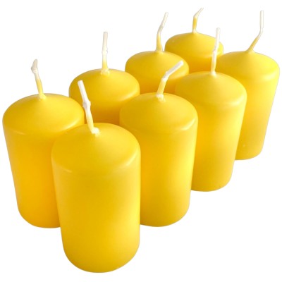 HotStar Pillar Wax Cylindrical Candles Duration 7 Hours d40 h70 mm YELLOW Color Set of 8 Pieces