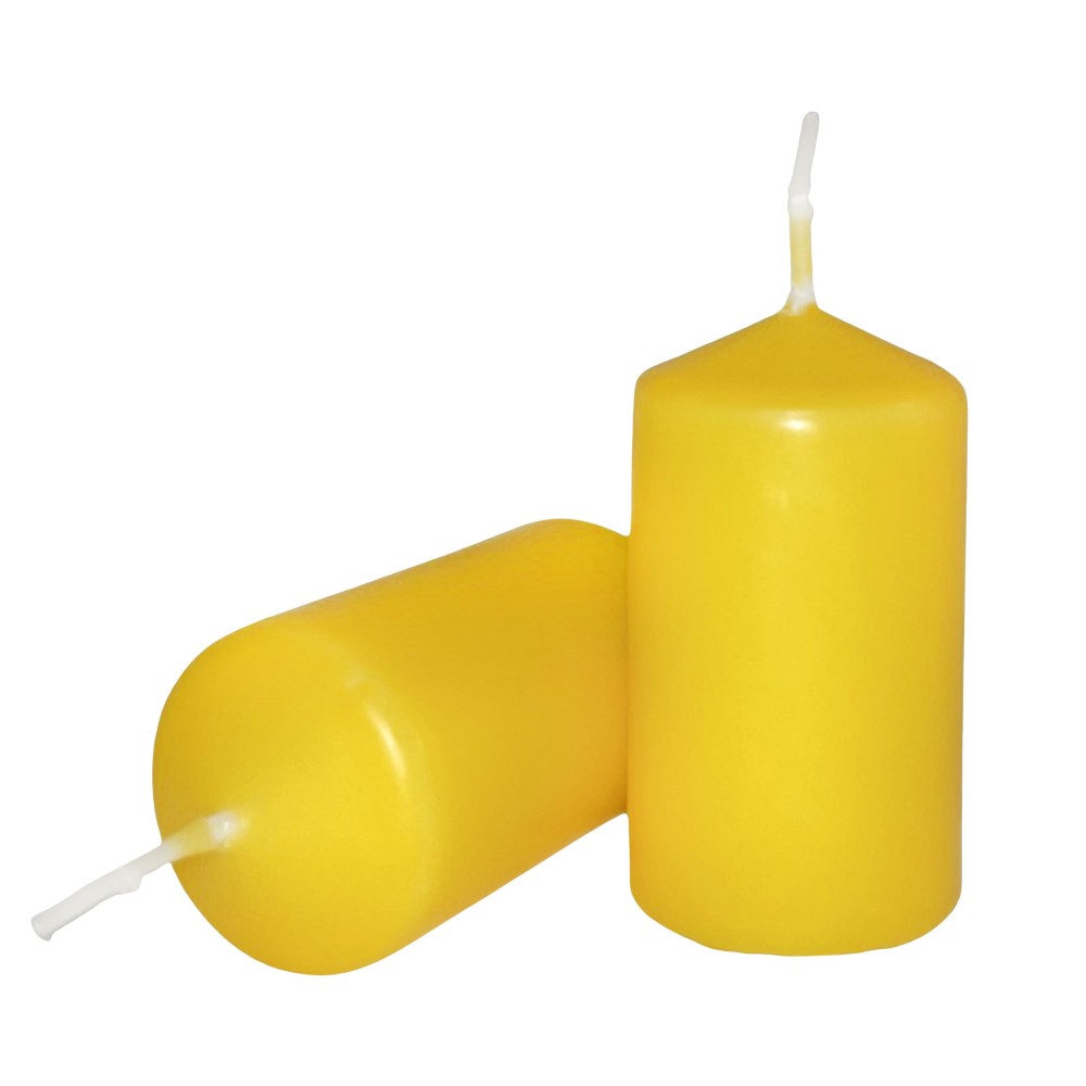 HotStar Pillar Wax Cylindrical Candles Duration 7 Hours d40 h70 mm YELLOW Color Set of 8 Pieces