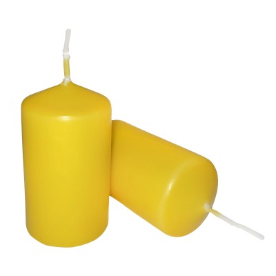 HotStar Pillar Wax Cylindrical Candles Duration 7 Hours d40 h70 mm Yellow Color Set of 32 Pieces
