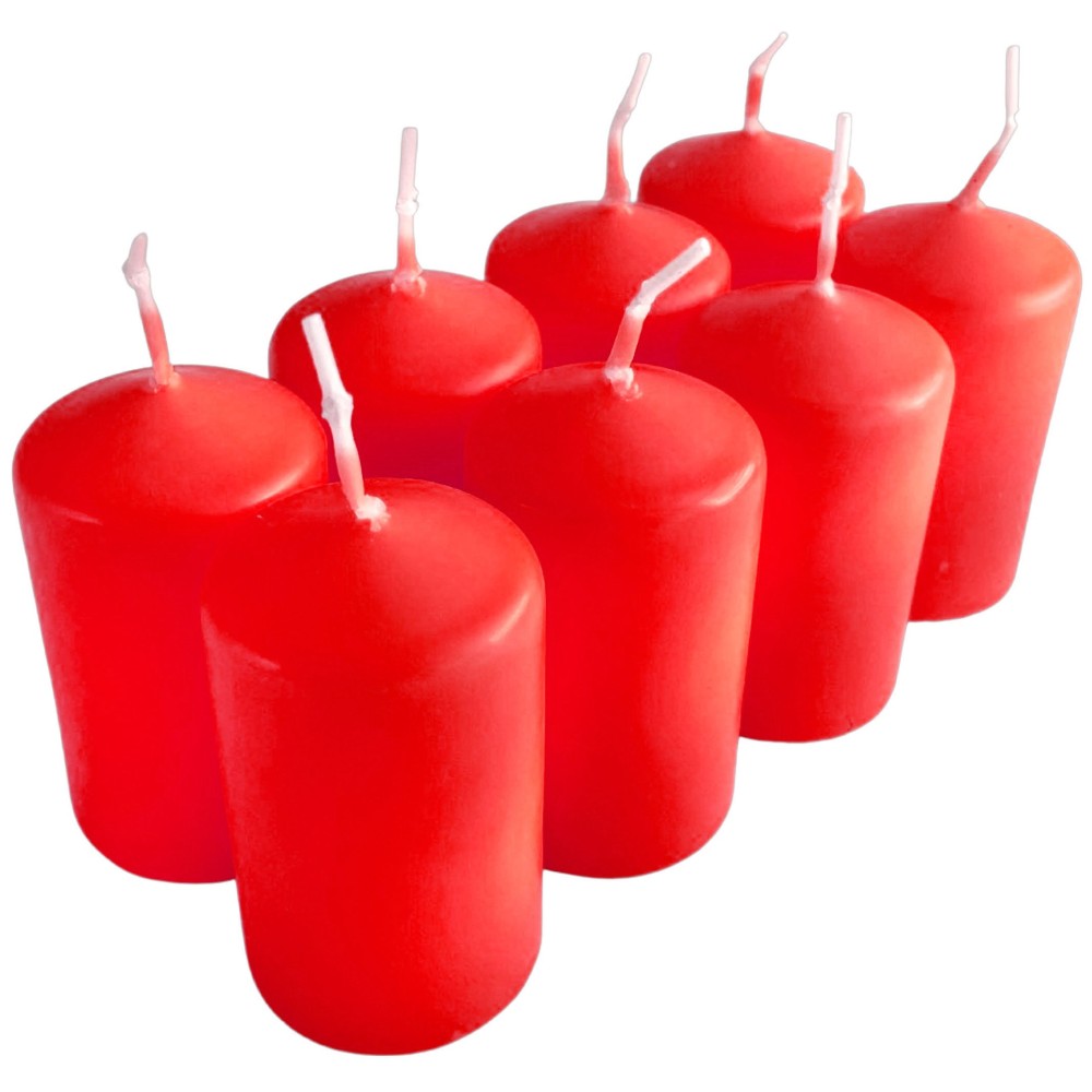 HotStar Pillar Wax Cylindrical Candles Duration 7 Hours d40 h70 mm RED Color Set of 8 Pieces