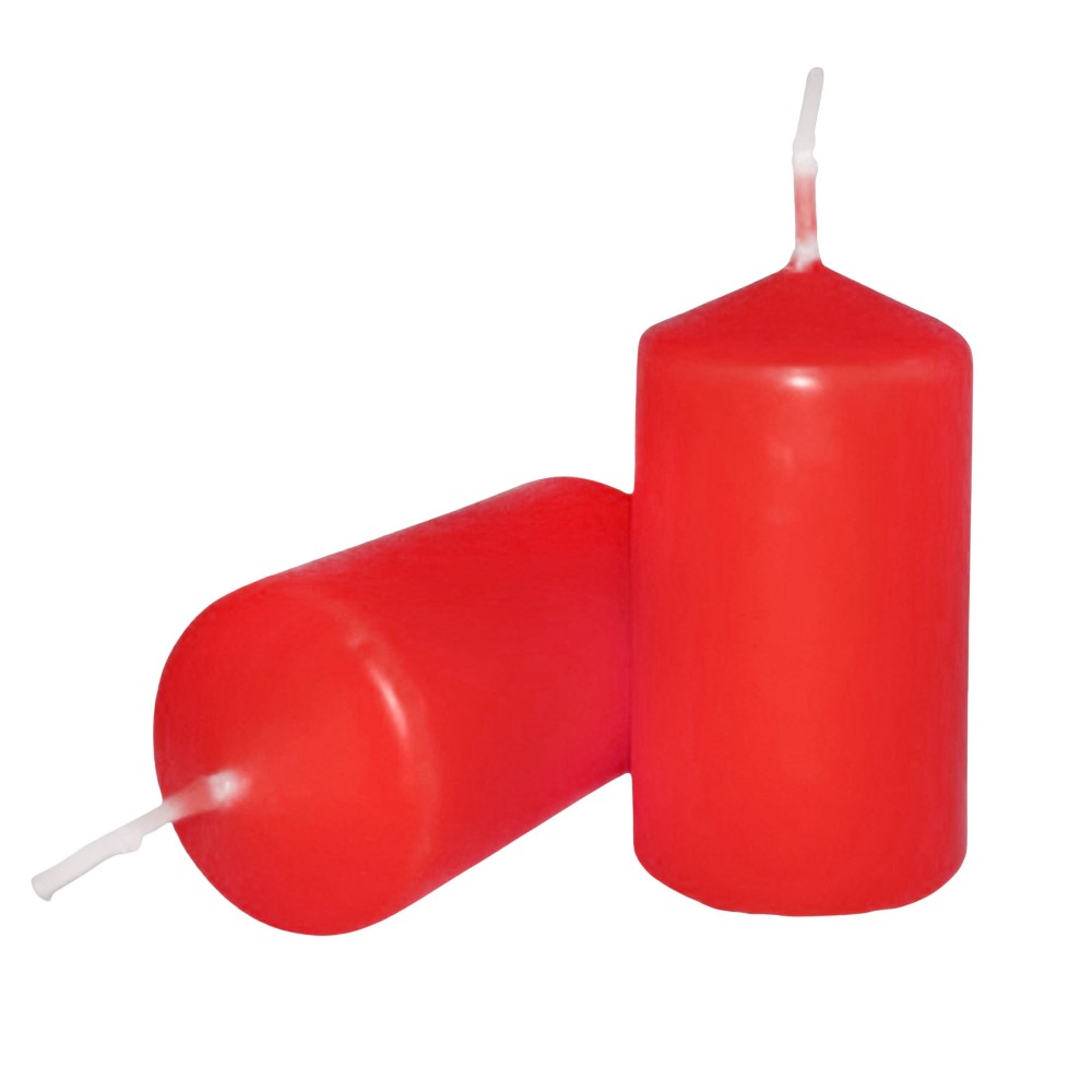 HotStar Pillar Wax Cylindrical Candles Duration 7 Hours d40 h70 mm RED Color Set of 8 Pieces