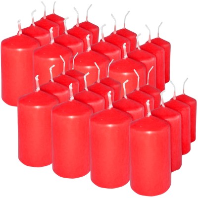 HotStar Pillar Wax Cylindrical Candles Duration 7 Hours d40 h70 mm Red Color Set of 32 Pieces