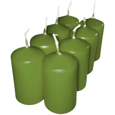 HotStar Pillar Wax Cylindrical Candles Duration 7 Hours d40 h70 mm GREEN Color Set of 8 Pieces