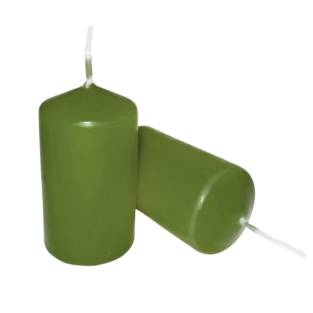 HotStar Pillar Wax Cylindrical Candles Duration 7 Hours d40 h70 mm Green Color Set of 32 Pieces