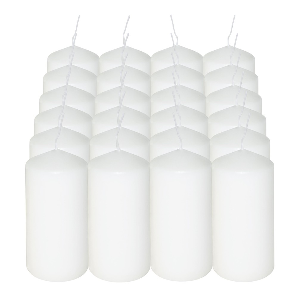 HotStar Pillar Wax Cylindrical Candles Duration 12 Hours d45 h90 mm White Color Set of 24 Pieces