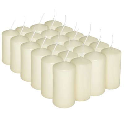 HotStar Pillar Wax Cylindrical Candles Duration 12 Hours d45 h90 mm Ivory Color Set of 24 Pieces