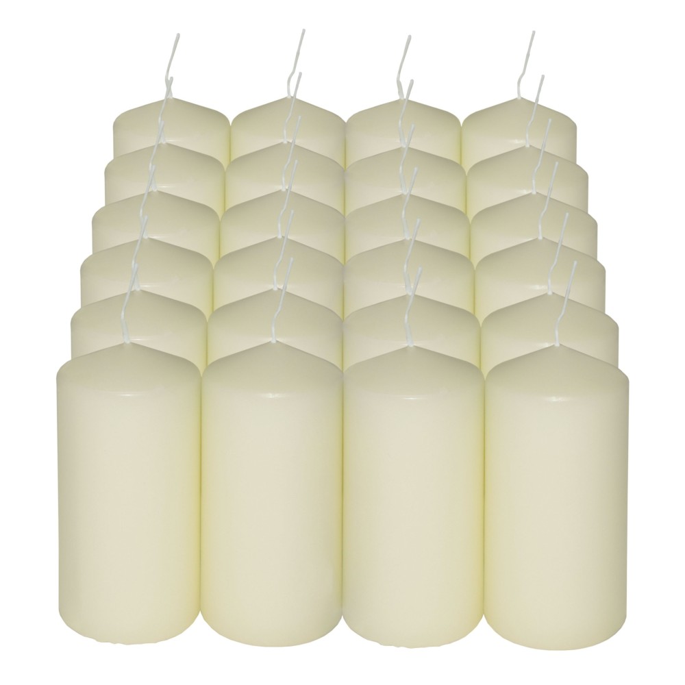 HotStar Pillar Wax Cylindrical Candles Duration 12 Hours d45 h90 mm Ivory Color Set of 24 Pieces
