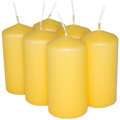 HotStar Pillar Wax Cylindrical Candles Duration 12 Hours d45 h90 mm Yellow Color Set of 6 Pieces