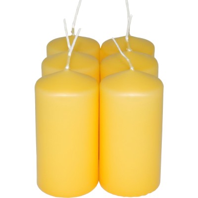 HotStar Pillar Wax Cylindrical Candles Duration 12 Hours d45 h90 mm Yellow Color Set of 6 Pieces