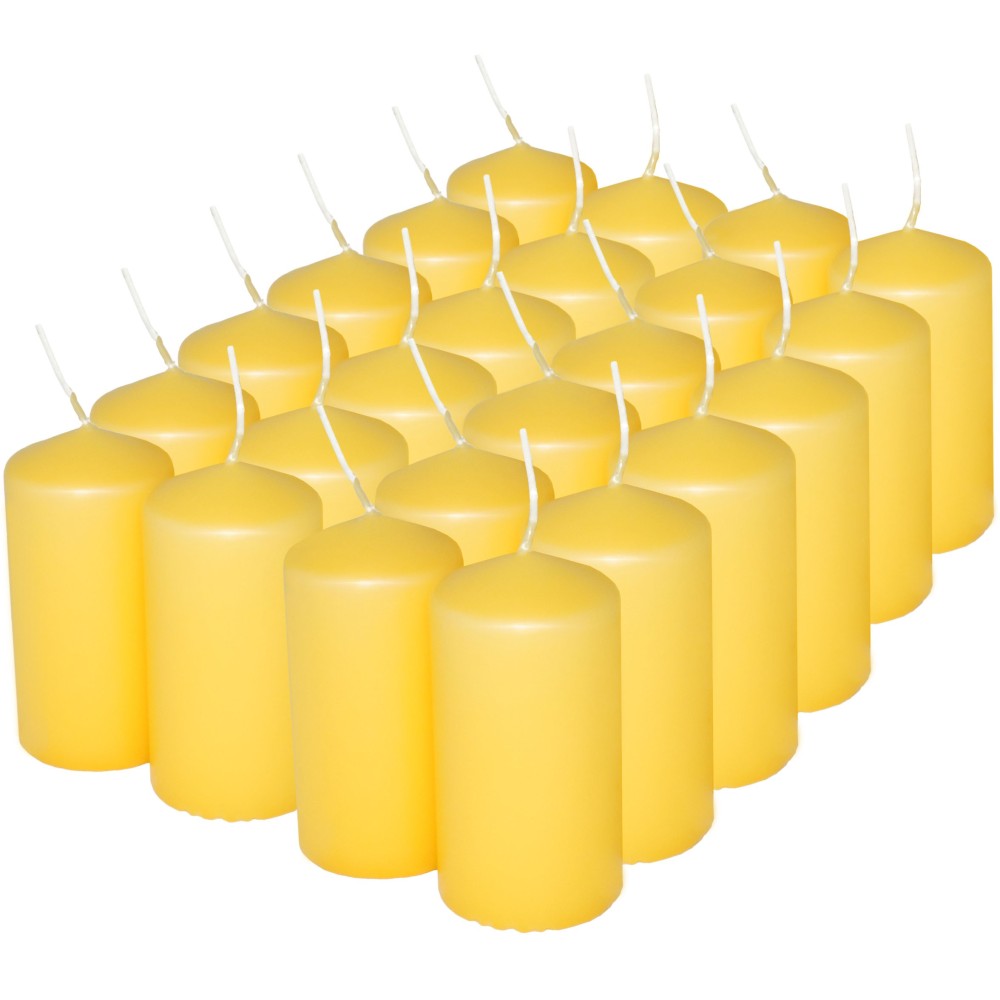 HotStar Pillar Wax Cylindrical Candles Duration 12 Hours d45 h90 mm Yellow Color Set of 24 Pieces